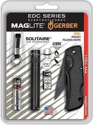 MAGLITE® Outdoor Pack - Solitaire LED Taschenlampe & Gerber US1 Taschen-Messer