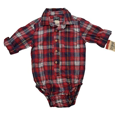 OshKosh B'gosh Bebé Niño 18 Meses Rojo Cuadros Abotonado Una Pieza Con Etiquetas Foto 1 de 4