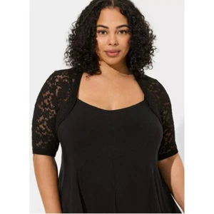 Torrid Lace Bolero Shrug Deep Black Plus Size Cropped Cardigan Top Size 0 Chic - Picture 1 of 7