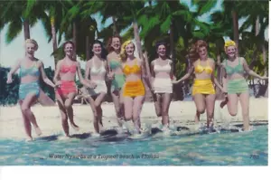 AK Wassernymphe Leinen Bikini Damen Frau Strand - Bild 1 von 2