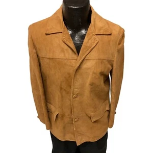 Vtg 40 50's Atlas Men's Brown DEER SKIN Coat Rockabilly NUBUCK Leather Jacket 40 - Picture 1 of 12