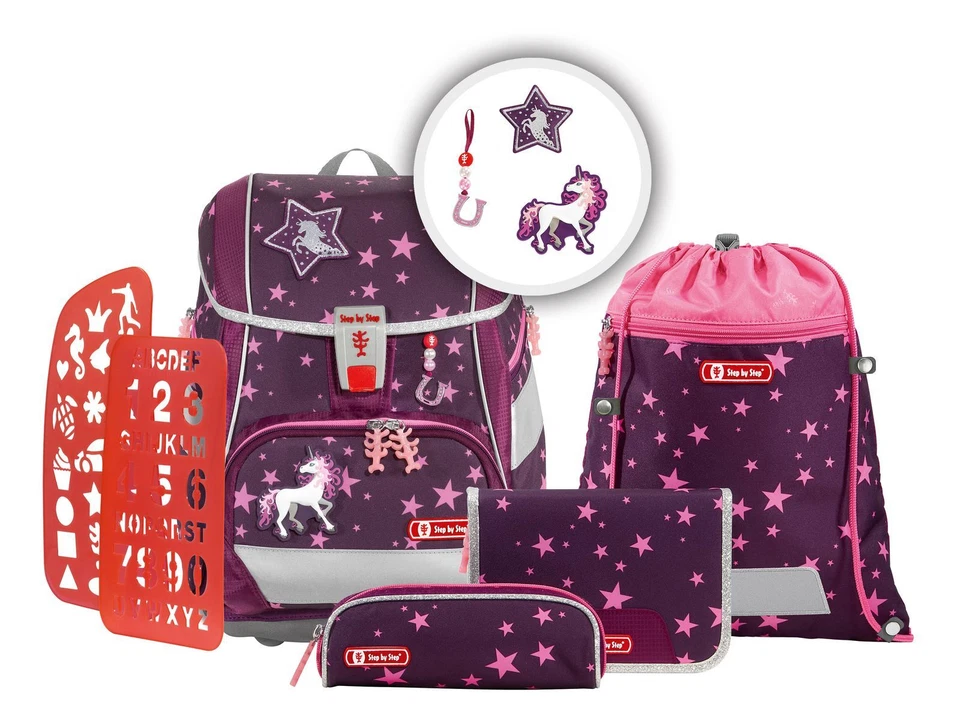 Step by Step 2in1 Plus Schulranzen-Set 6-teilig Unicorn Nuala beere - Bild 1 von 4