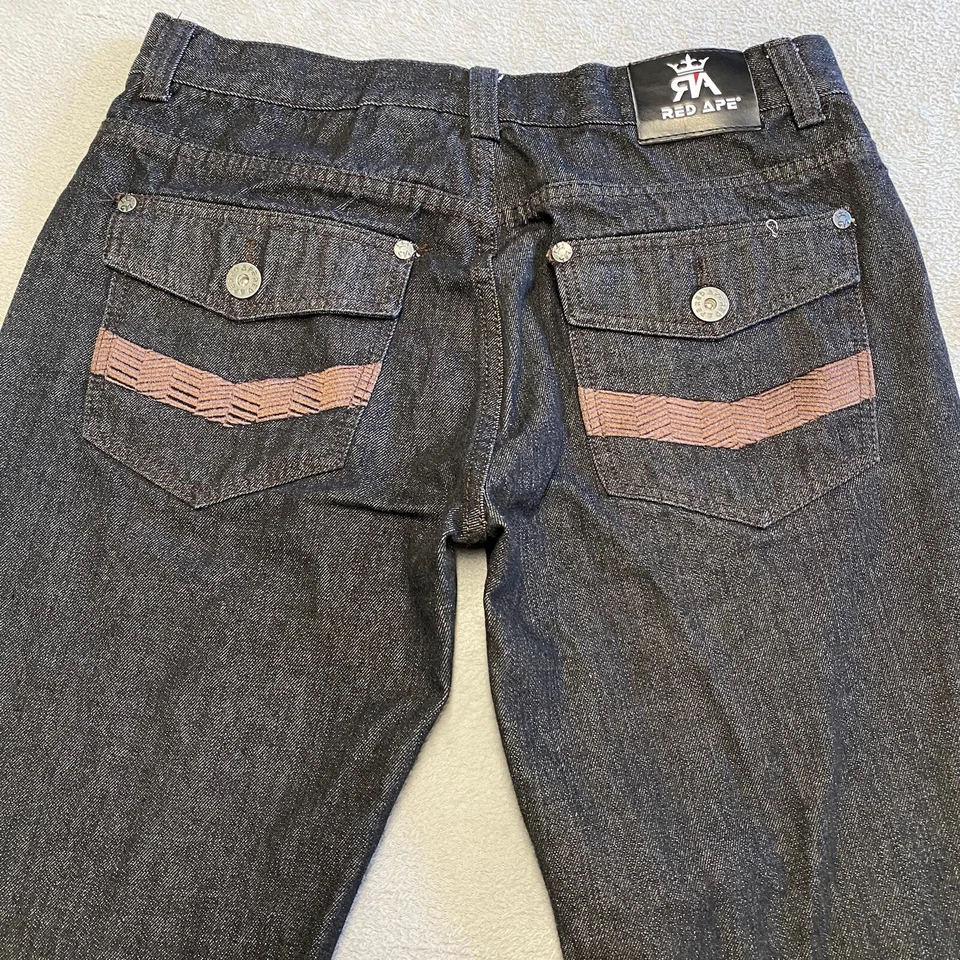 Red Ape Jeans 36x30 Black Denim Baggy Hip Hop Skate Y2K Flap Pocket - Image 1 of 4
