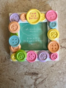 Cute As a Button Ornament Christmas Ornament Picture Frame 2X2 Colorful - Picture 1 of 3