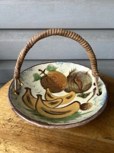 Vintage Puigdemont Studio Kunstkeramik Obstschale Rohrgriff Spanien 9,5 Zoll - Bild 1 von 13