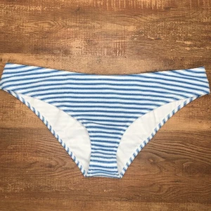 J. Parte inferior de natación de bikini Crew a rayas texturizadas XXL 2XL azul blanco BF210 NUEVA CON ETIQUETAS - Imagen 1 de 6