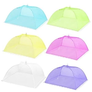 6 Pack Colored Pop-Up Mesh Food Cover Tent for Colors - 6 Large (17”x17”) - Picture 1 of 7