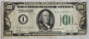 Sello numérico 1928 $100 cien dólares FRN Boston Fr 2150A raro - Imagen 1 de 12