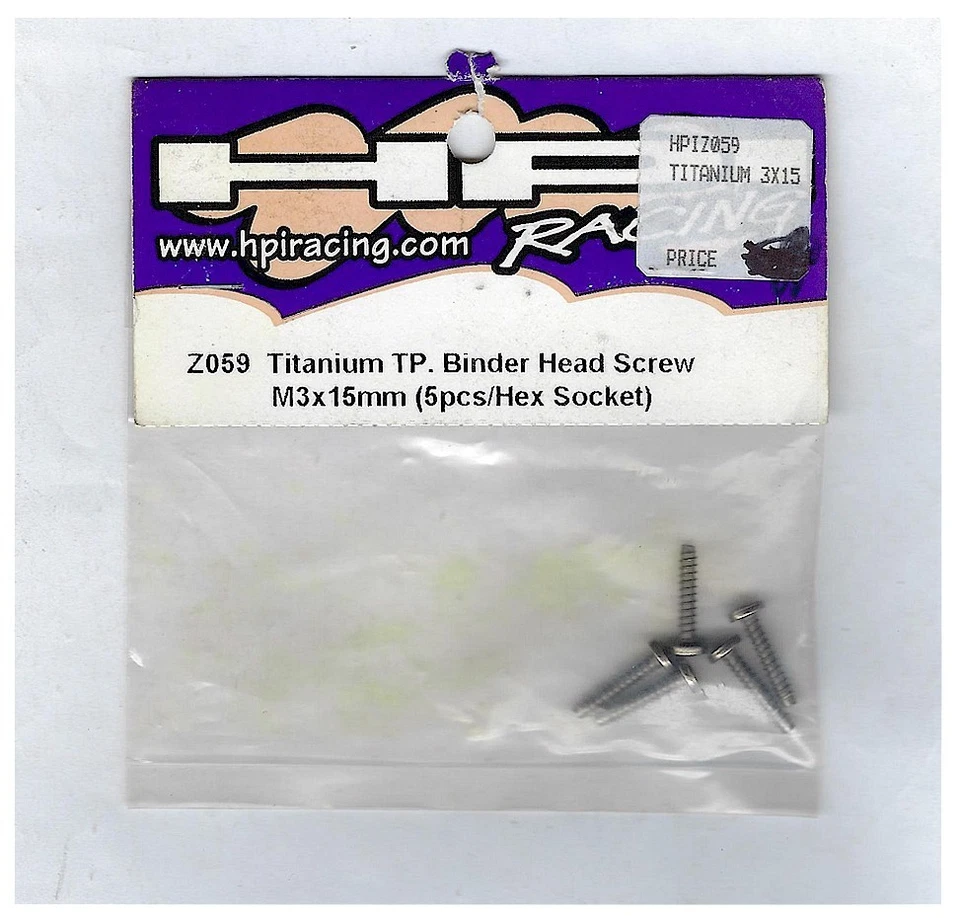 Vintage RC Car HPI Z059 Titanium TP Binder Head Screws M3x15mm (5pcs) Hex Socket - Image 1 of 1