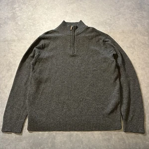 J Crew Sweater Mens Extra Large 100% Lambs Wool Gray 1/4 Zip - Picture 1 of 8