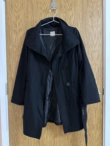 Urban Outfitters Funnel Neck Asymmetric Wool Coat Women’s XS black - Picture 1 of 11