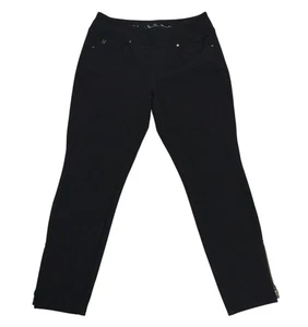 Pantalones de mezclilla Belle By Kim Gravel para mujer negros ajustados con cremallera en el tobillo talla 14. - Imagen 1 de 6