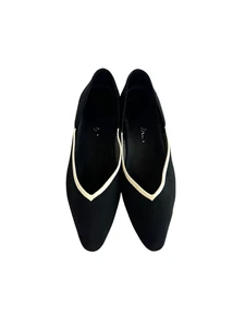 VIVAIA Pointed Toe V-Cut Black Knit Flats Slip On Shoes Women Size 10-10.5 (41) - Picture 1 of 11
