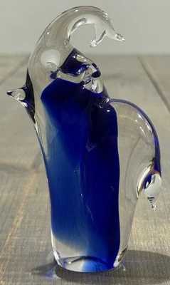 Murano-Style Cobalt Blue Hand-Blown Glass Elephant Figurine Paperweight  5” Tall - Image 1 of 4