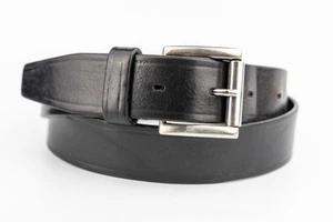 Black Italian Leather Belt Made In Italy Classic Look 34/85 - Picture 1 of 6