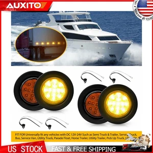 4pc DOT Grommet Flush-Mount Amber 2.5 Inch Round Trailer LED Marker Lights J - Picture 1 of 12