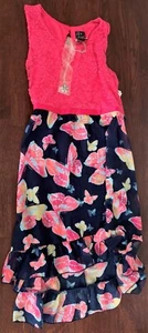 DEFECT: PINK & VIOLET sleeveless HI-LOW pink/navy dress with necklace, XL 14/16 - Picture 1 of 3
