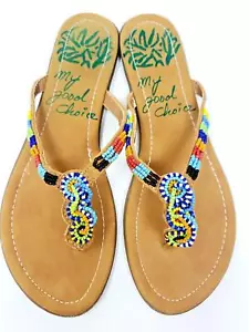 Sandalias tangas chanclas boutique con cuentas My Good Choice talla 8,5 - Imagen 1 de 15