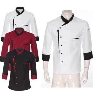 Mens Womens Kitchen Hotel Work Clothes Cooks Uniform Long Sleeve Chef Jacket - Picture 1 of 57