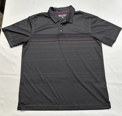 Camisa polo recta a rayas gris negra XL con eslabones de golf de playa de guijarros para hombre Foto 1 de 3