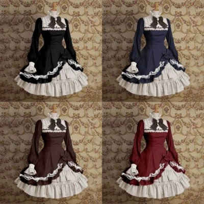 Women Victorian Style Maid Dress Puff Sleeve Lolita Halloween Party Cosplay S-XL - Image 1 of 4
