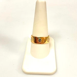 Anillo estilo cabeza de clavo v142 vintage de oro amarillo blanco de 14K de 7 mm de ancho talla 10 - Imagen 1 de 6