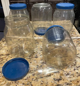 6 Empty Clear Plastic Containers - Kitchen Storage Crafts Garage Shop - Picture 1 of 5