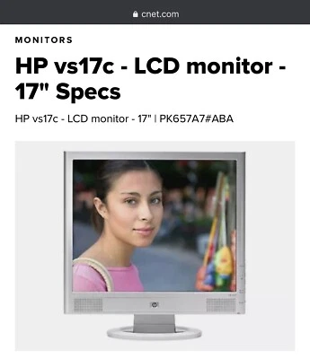 HP VS17C LCD 17" Monitor VGA Internal Speakers PK657A7#ABA - Image 1 of 4