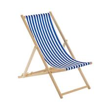 Pliant Chaise longue en bois Garden Beach Seaside Deck Chair - Bleu / Blanche