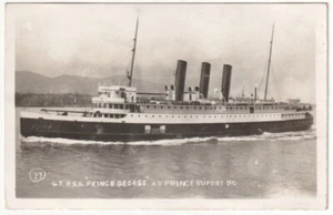 GTR Steamship SS Prince George, Prince Rupert BC Canada Real Photo RPPC Postcard - Bild 1 von 2