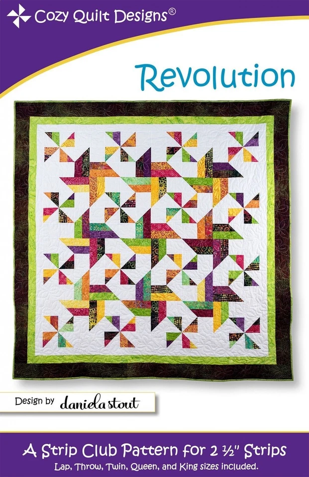 Revolution quilt pattern for 2 1/2" Strips from Cozy Quilt Designs # CQD01175 - Image 1 of 1