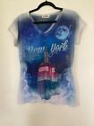 T-shirt bleu Empire State Building New York (taille M)