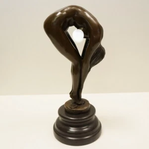Signed Bronze Art Deco Style Art Nouveau Style Pin-up Sexy Dancer Sculpture Stat - Picture 1 of 10