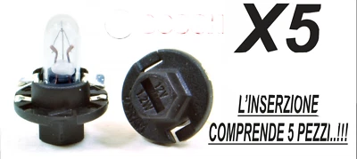 5X LAMPADINE QUADRO STRUMENTI E CRUSCOTTO BOSCH CON PORTALAMPADA 12V 1,2W - Imagen 1 de 4