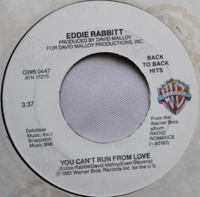EDDIE RABBITT YOU CAN'T RUN FROM LOVE / YOU AND I 45 7" JUKEBOX RECORD - Image 1 of 2