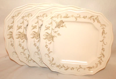 222 Fifth Batik Toile 10 1/2" Square Porcelain Dinner Plates Set of Four New - Image 1 of 3
