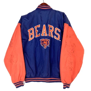 Chaqueta Universitaria Competidor De Colección Chicago Bears Mediana Azul NFL Firmada Años 90 - Imagen 1 de 9