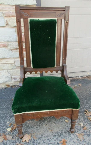 Antique Gothic Victorian Throne Church Wood Chair Altar Religious restore Cover