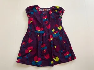 Tea Collection Size 3 Purple Eggplant Floral Print Corduroy Dress Tulpen Germany - Picture 1 of 2