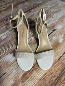 Betsey Johnson Mari Pearl Embellished Ankle Strap Block Heel Shoes - Picture 1 of 8