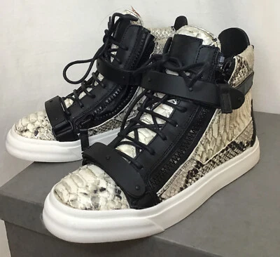 Zapatilla deportiva Giuseppe de caña alta con cordones negra plateada/crema estampado de pitón talla 38 Foto 1 de 4