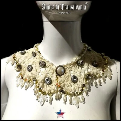 jewelry woman romantic necklace embroidered crystal stones collar collier choker - Image 1 of 4