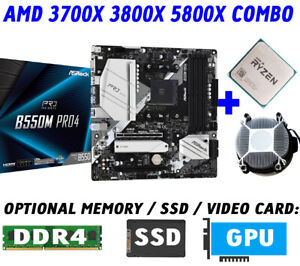AMD RYZEN 5800X 3800X 3700X CPU+ASRock B550M PRO4 AM4 Motherboard+DDR4+SSD COMBO