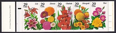 Scott #BK215 (2833a) - Garden Flowers Booklet of 20 Stamps - MNH open face - Image 1 of 2