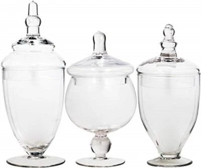 Home Essentials & beyond Apothecary Jars with Lids Set of 3 Candy Jars for Cand