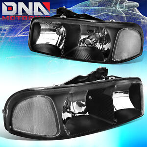 FOR 99-07 GMC SIERRA/YUKON REPLACEMENT BLACK HOUSING CLEAR SIDE HEADLIGHT/LAMPS