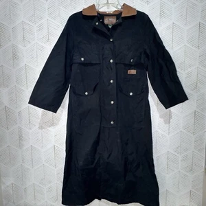 Ralph Lauren vintage trench cappotto pelle colletto nero tela tasche a scatto taglia PP - Foto 1 di 7