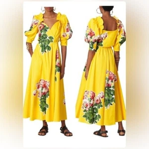 Carolina Herrera Painterly Floral Wrap Multicolor Midi Dress - Picture 1 of 12