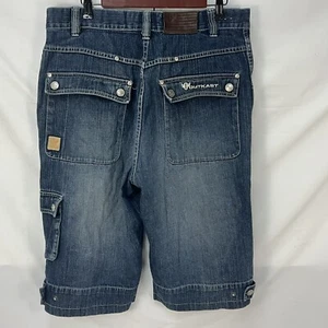 VINTAGE OUTKAST CLOTHING COMPANY DENIM BLUE JEAN CARGO SHORTS SIZE 36 HIP HOP - Picture 1 of 6