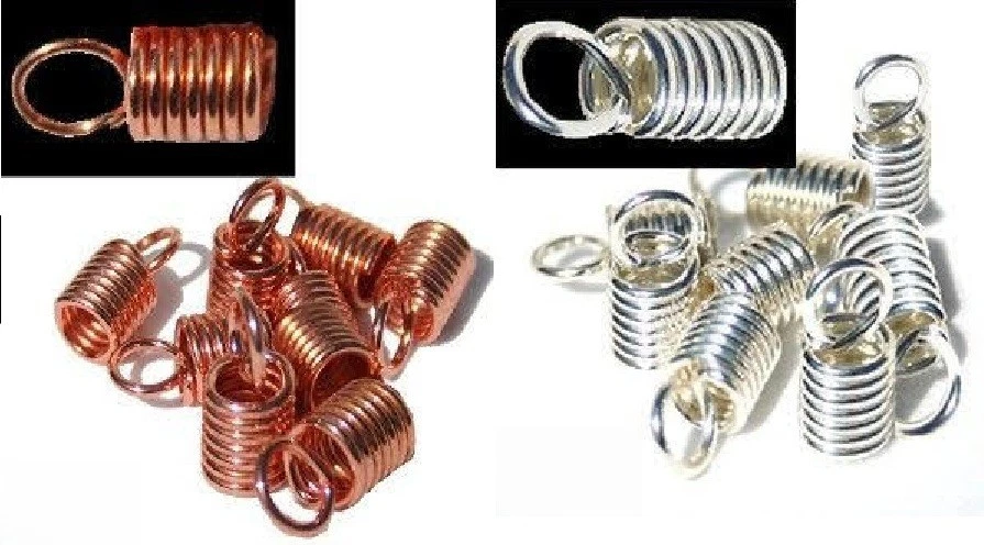 END TIPS CONNECTOR 11x5mm COIL TUBE LOOP CORD END 12PCS SILVER COPPER GOLD - Image 1 of 1